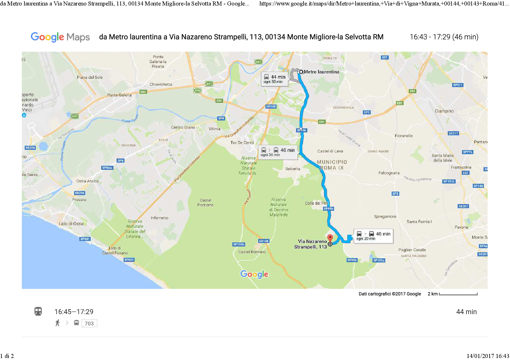 da Metro laurentina a Via Nazareno Strampelli, 113, 00134 Monte Migliore-la Selvotta RM - Google Maps.png