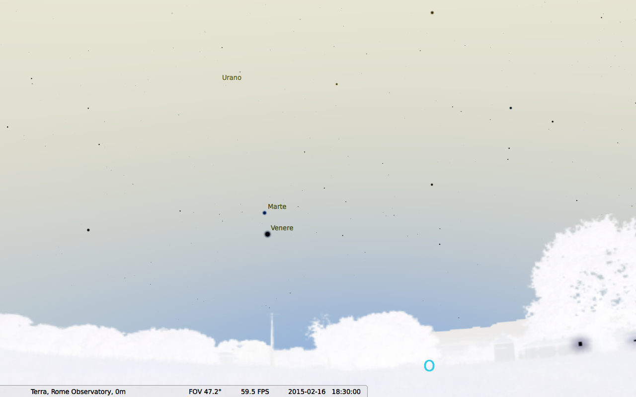 Il cielo su Roma guardando al tramonto, ore 18:30 del 16 febbraio 2015